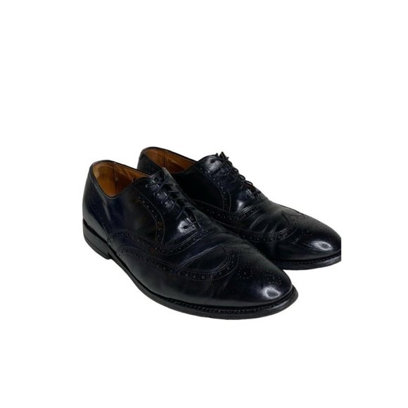 ALLEN EDMONDS PLAYER\'S SHOE MEN\'S BLACK LEATHER WINGTIP OXFORDS SIZE 10 D main image 4